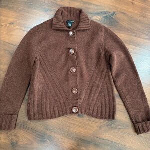 Deane & White 100% Lambswool women's cardigan sweater Sz M Brown color
